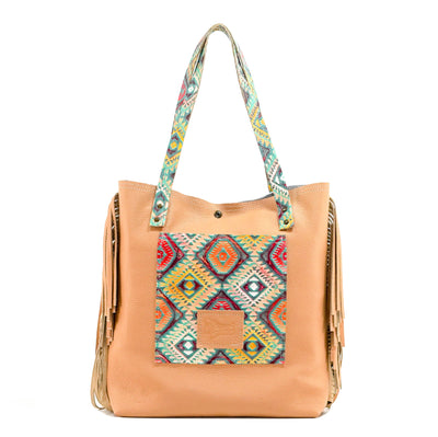 Trisha - Brindle w/ Rainbow Aztec-Trisha-Western-Cowhide-Bags-Handmade-Products-Gifts-Dancing Cactus Designs