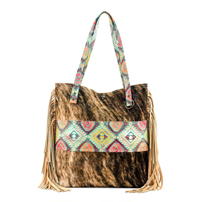 Trisha - Brindle w/ Rainbow Aztec-Trisha-Western-Cowhide-Bags-Handmade-Products-Gifts-Dancing Cactus Designs