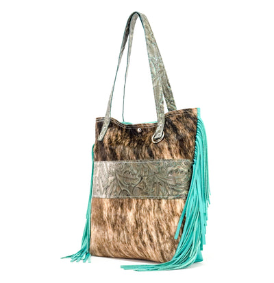 Trisha - Brindle w/ Turquoise Autumn-Trisha-Western-Cowhide-Bags-Handmade-Products-Gifts-Dancing Cactus Designs