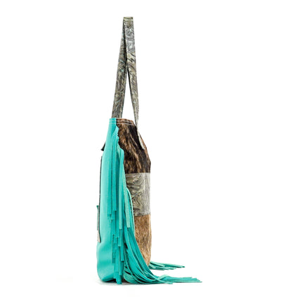 Trisha - Brindle w/ Turquoise Autumn-Trisha-Western-Cowhide-Bags-Handmade-Products-Gifts-Dancing Cactus Designs