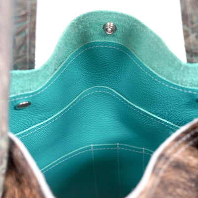 Trisha - Brindle w/ Turquoise Autumn-Trisha-Western-Cowhide-Bags-Handmade-Products-Gifts-Dancing Cactus Designs