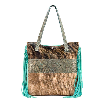Trisha - Brindle w/ Turquoise Autumn-Trisha-Western-Cowhide-Bags-Handmade-Products-Gifts-Dancing Cactus Designs