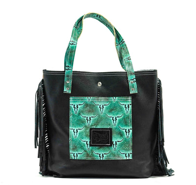 Trisha - Dapple w/ Royston Skulls-Trisha-Western-Cowhide-Bags-Handmade-Products-Gifts-Dancing Cactus Designs