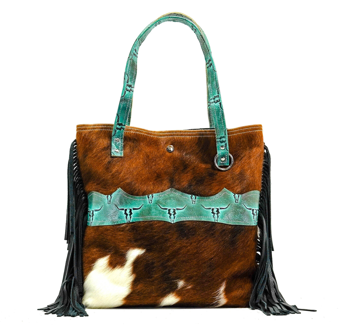 Trisha - Dapple w/ Royston Skulls-Trisha-Western-Cowhide-Bags-Handmade-Products-Gifts-Dancing Cactus Designs