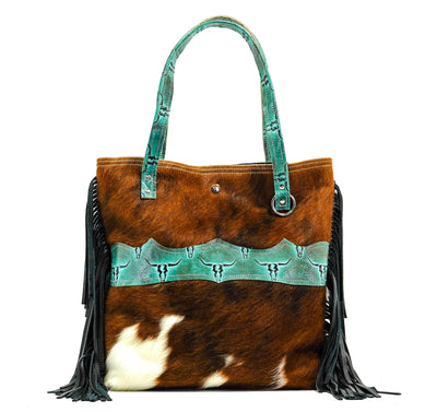 Trisha - Dapple w/ Royston Skulls-Trisha-Western-Cowhide-Bags-Handmade-Products-Gifts-Dancing Cactus Designs