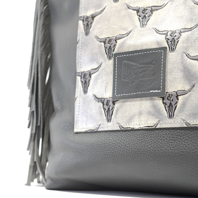 Trisha - Dapple w/ Smoke Show Skulls-Trisha-Western-Cowhide-Bags-Handmade-Products-Gifts-Dancing Cactus Designs