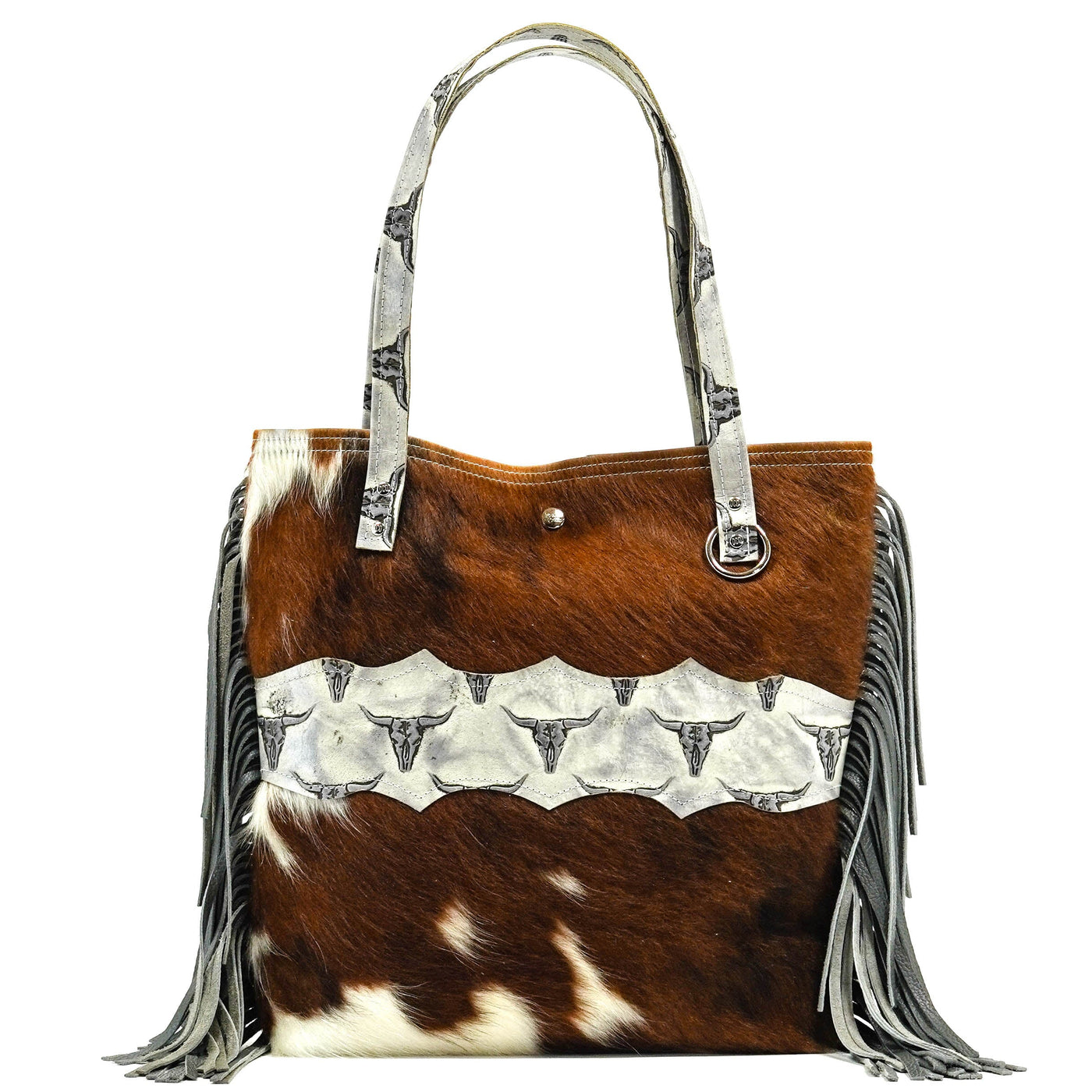 Trisha - Dapple w/ Smoke Show Skulls-Trisha-Western-Cowhide-Bags-Handmade-Products-Gifts-Dancing Cactus Designs