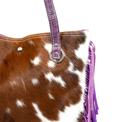 Trisha - Tricolor w/ Amethyst Croc-Trisha-Western-Cowhide-Bags-Handmade-Products-Gifts-Dancing Cactus Designs