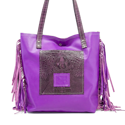 Trisha - Tricolor w/ Amethyst Croc-Trisha-Western-Cowhide-Bags-Handmade-Products-Gifts-Dancing Cactus Designs