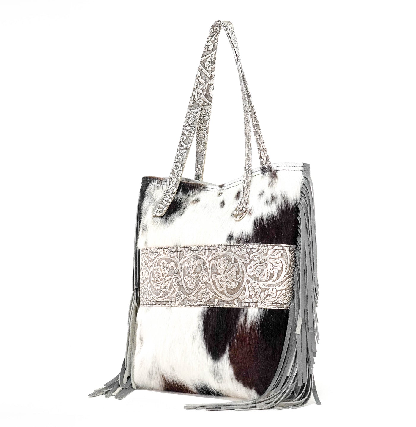 Trisha - Tricolor w/ Silver tool-Trisha-Western-Cowhide-Bags-Handmade-Products-Gifts-Dancing Cactus Designs