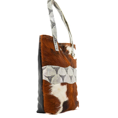 Trisha - Tricolor w/ Smoke Show Skulls-Trisha-Western-Cowhide-Bags-Handmade-Products-Gifts-Dancing Cactus Designs