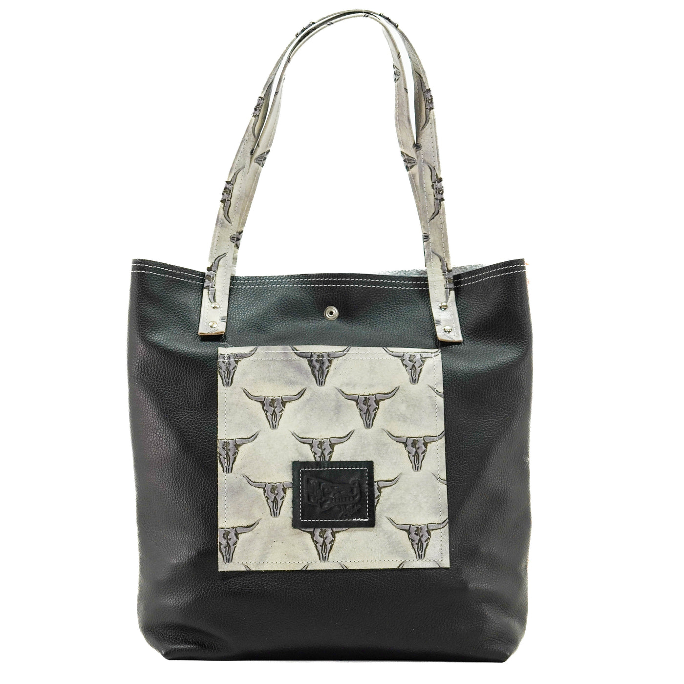 Trisha - Tricolor w/ Smoke Show Skulls-Trisha-Western-Cowhide-Bags-Handmade-Products-Gifts-Dancing Cactus Designs