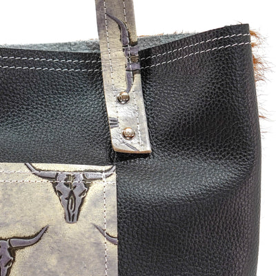 Trisha - Tricolor w/ Smoke Show Skulls-Trisha-Western-Cowhide-Bags-Handmade-Products-Gifts-Dancing Cactus Designs