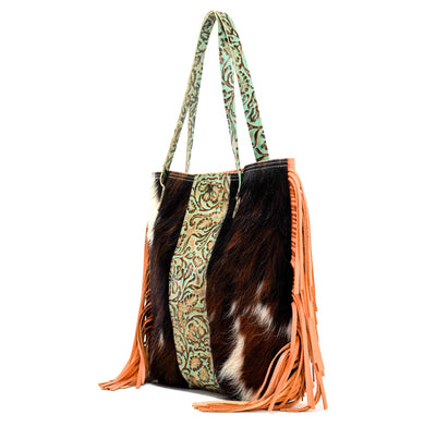 Trisha - Tricolor w/ Turquoise tool-Trisha-Western-Cowhide-Bags-Handmade-Products-Gifts-Dancing Cactus Designs