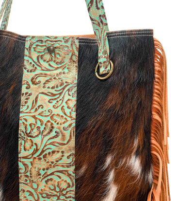 Trisha - Tricolor w/ Turquoise tool-Trisha-Western-Cowhide-Bags-Handmade-Products-Gifts-Dancing Cactus Designs
