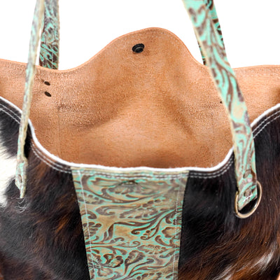 Trisha - Tricolor w/ Turquoise tool-Trisha-Western-Cowhide-Bags-Handmade-Products-Gifts-Dancing Cactus Designs
