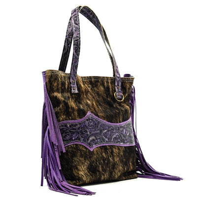 Trisha - Two-Tone Brindle w/ Orchid Tool-Trisha-Western-Cowhide-Bags-Handmade-Products-Gifts-Dancing Cactus Designs