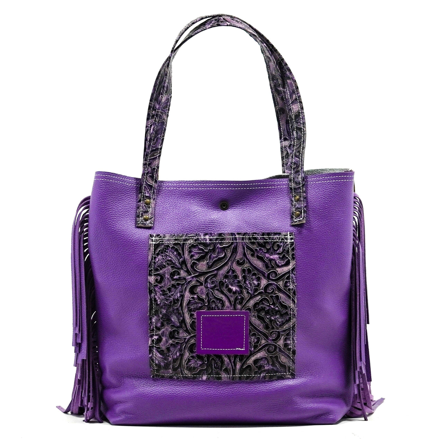 Trisha - Two-Tone Brindle w/ Orchid Tool-Trisha-Western-Cowhide-Bags-Handmade-Products-Gifts-Dancing Cactus Designs