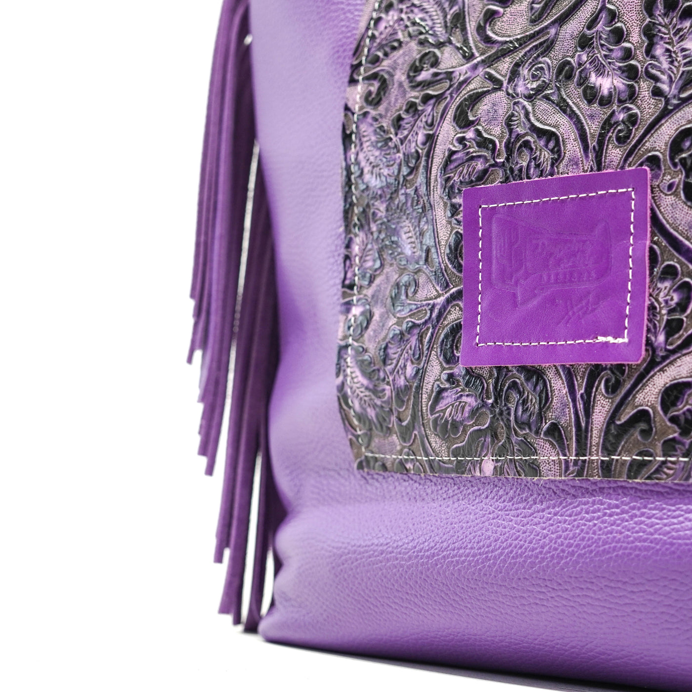 Trisha - Two-Tone Brindle w/ Orchid Tool-Trisha-Western-Cowhide-Bags-Handmade-Products-Gifts-Dancing Cactus Designs