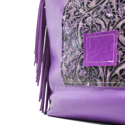 Trisha - Two-Tone Brindle w/ Orchid Tool-Trisha-Western-Cowhide-Bags-Handmade-Products-Gifts-Dancing Cactus Designs
