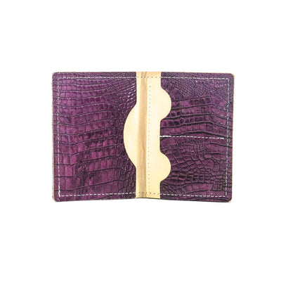 Waylon Wallet - All Embossed w/ Amethyst Croc-Waylon Wallet-Western-Cowhide-Bags-Handmade-Products-Gifts-Dancing Cactus Designs