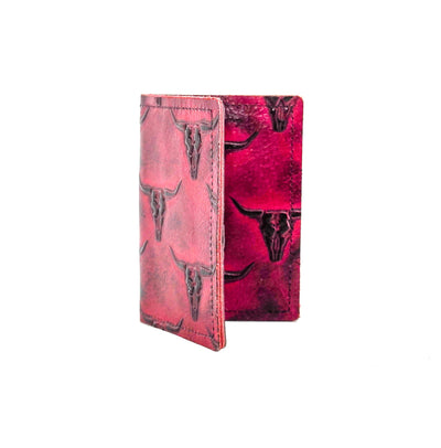 Waylon Wallet - All Embossed w/ Red Skulls-Waylon Wallet-Western-Cowhide-Bags-Handmade-Products-Gifts-Dancing Cactus Designs