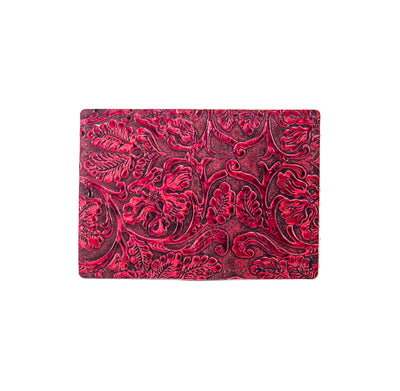 Waylon Wallet - All Embossed w/ Red Tool-Waylon Wallet-Western-Cowhide-Bags-Handmade-Products-Gifts-Dancing Cactus Designs