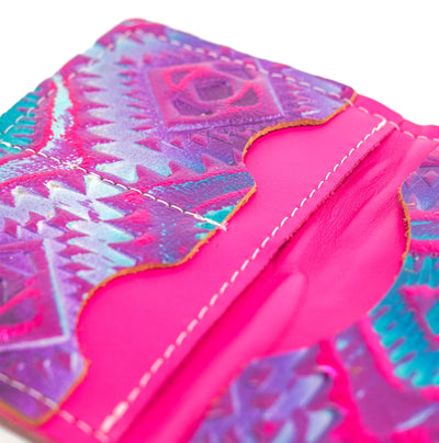 Waylon Wallet - All Embossed w/ Rio Aztec-Waylon Wallet-Western-Cowhide-Bags-Handmade-Products-Gifts-Dancing Cactus Designs