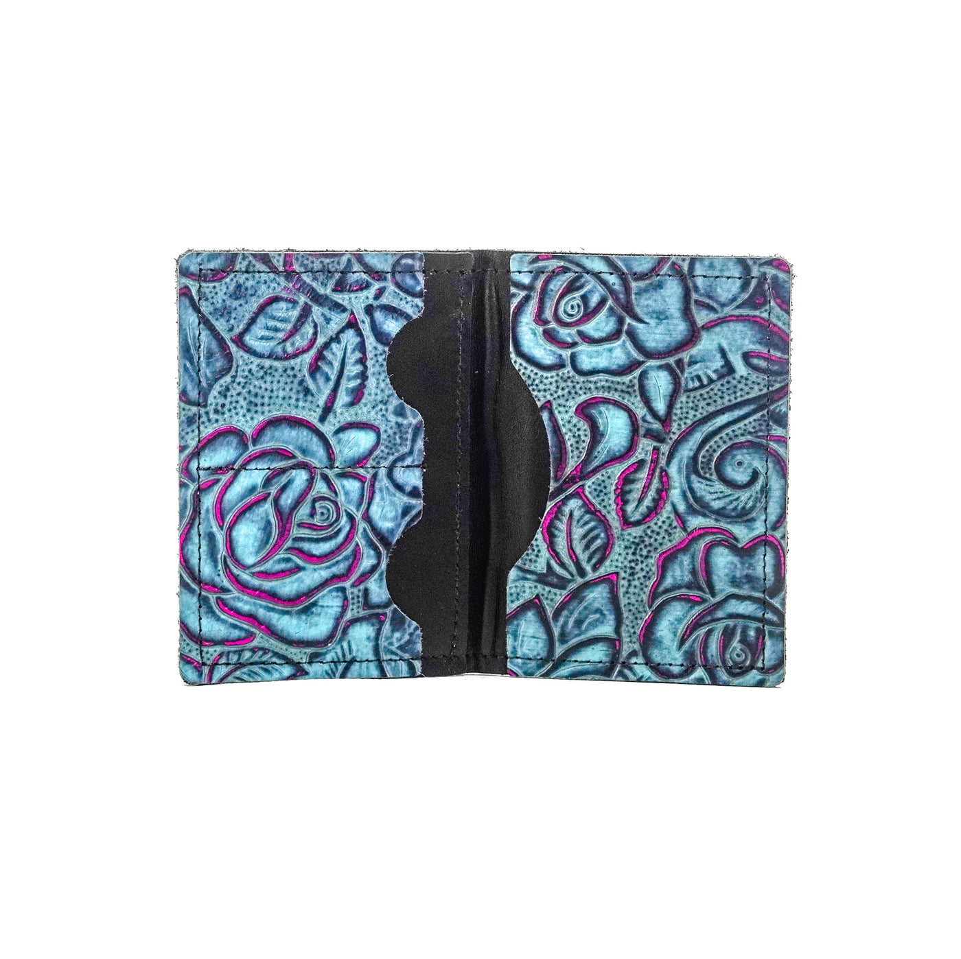 Waylon Wallet - All Embossed w/ Rio Roses-Waylon Wallet-Western-Cowhide-Bags-Handmade-Products-Gifts-Dancing Cactus Designs