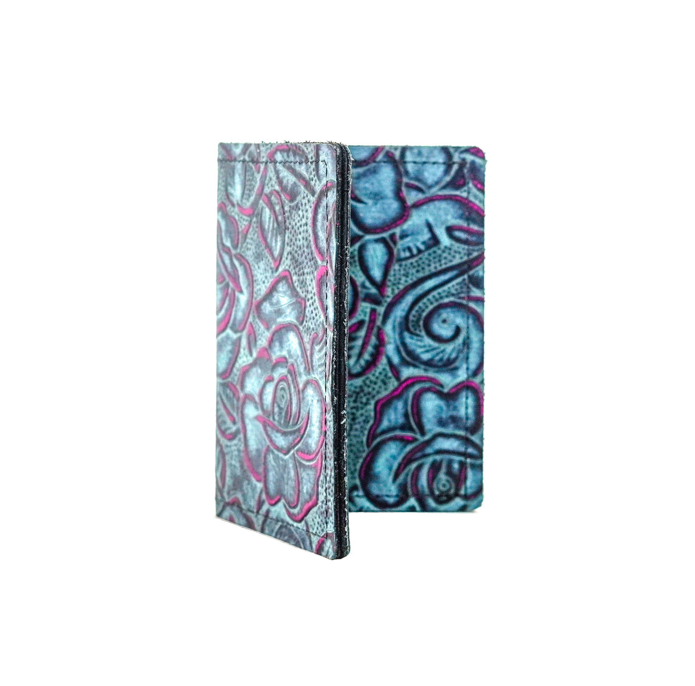 Waylon Wallet - All Embossed w/ Rio Roses-Waylon Wallet-Western-Cowhide-Bags-Handmade-Products-Gifts-Dancing Cactus Designs