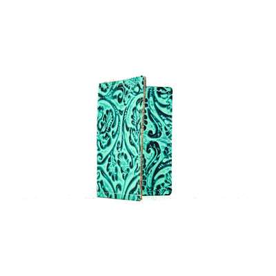 Waylon Wallet - All Embossed w/ Sea Glass Tool-Waylon Wallet-Western-Cowhide-Bags-Handmade-Products-Gifts-Dancing Cactus Designs