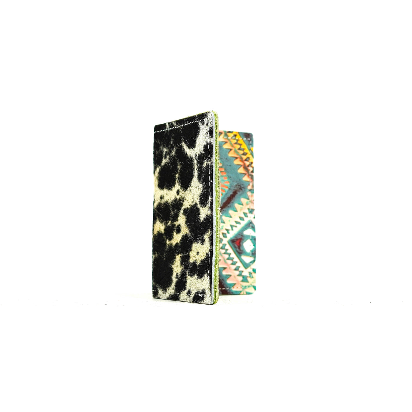 Waylon Wallet - Black & White w/ Rainbow Aztec-Waylon Wallet-Western-Cowhide-Bags-Handmade-Products-Gifts-Dancing Cactus Designs
