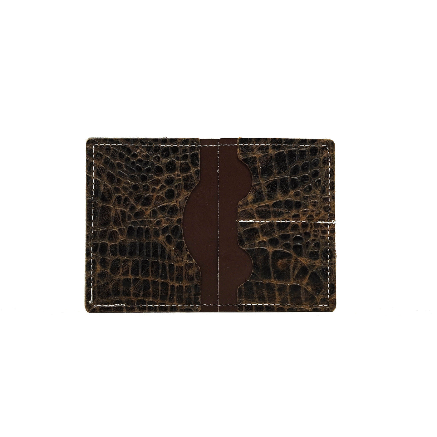 Waylon Wallet - Exotic Brindle w/ Saddle Croc-Waylon Wallet-Western-Cowhide-Bags-Handmade-Products-Gifts-Dancing Cactus Designs