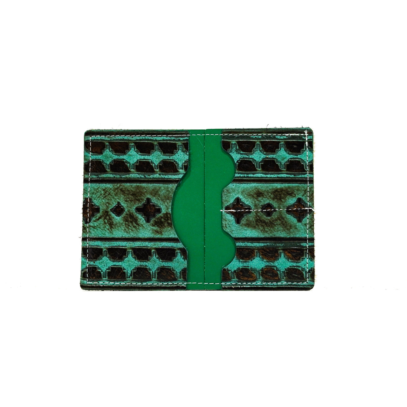 Waylon Wallet - Light Brindle w/ Turquoise Navajo-Waylon Wallet-Western-Cowhide-Bags-Handmade-Products-Gifts-Dancing Cactus Designs