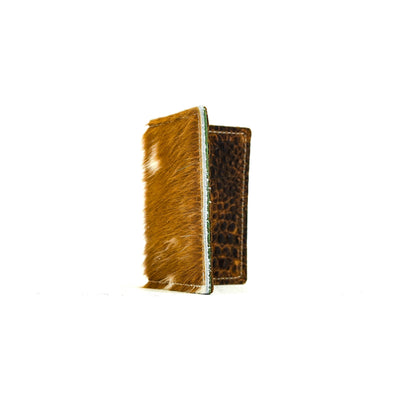 Waylon Wallet - Long Brindle w/ SPF Croc-Waylon Wallet-Western-Cowhide-Bags-Handmade-Products-Gifts-Dancing Cactus Designs