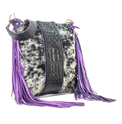 Wynonna - Black & White w/ Onyx Croc-Wynonna-Western-Cowhide-Bags-Handmade-Products-Gifts-Dancing Cactus Designs