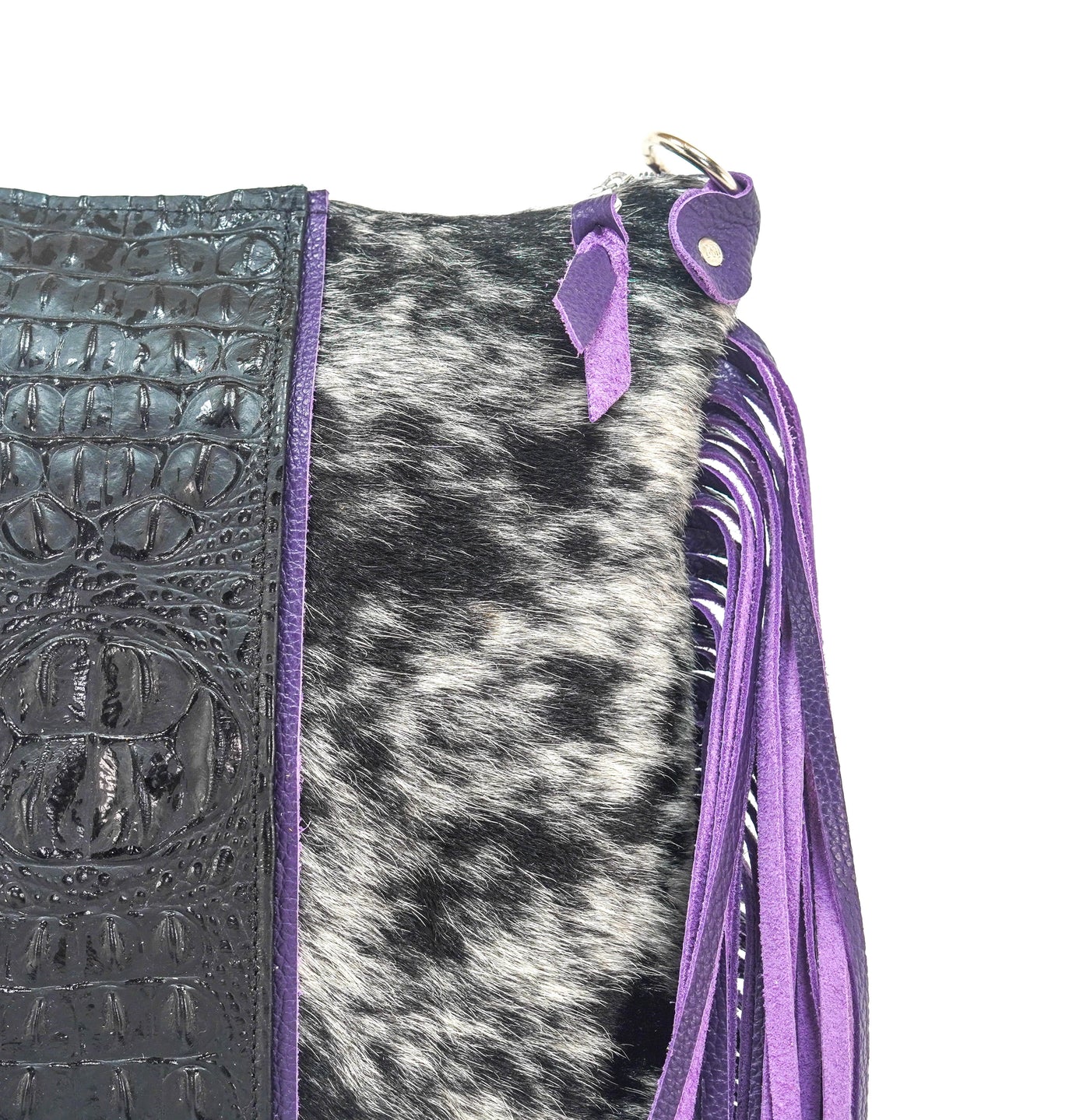 Wynonna - Black & White w/ Onyx Croc-Wynonna-Western-Cowhide-Bags-Handmade-Products-Gifts-Dancing Cactus Designs