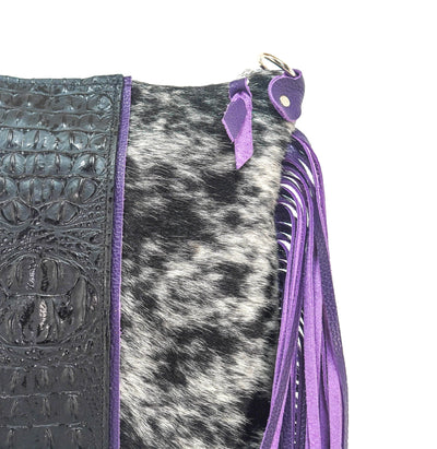 Wynonna - Black & White w/ Onyx Croc-Wynonna-Western-Cowhide-Bags-Handmade-Products-Gifts-Dancing Cactus Designs