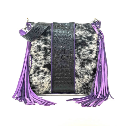 Wynonna - Black & White w/ Onyx Croc-Wynonna-Western-Cowhide-Bags-Handmade-Products-Gifts-Dancing Cactus Designs