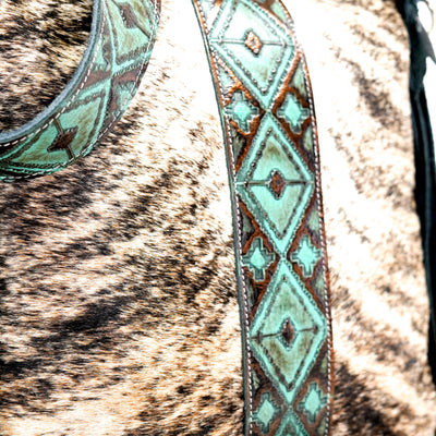 Wynonna - Brindle w/ Lagoon Navajo-Wynonna-Western-Cowhide-Bags-Handmade-Products-Gifts-Dancing Cactus Designs