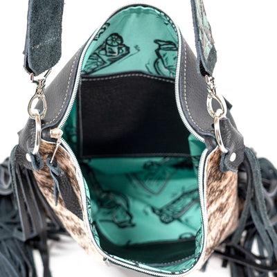 Wynonna - Brindle w/ Lagoon Navajo-Wynonna-Western-Cowhide-Bags-Handmade-Products-Gifts-Dancing Cactus Designs