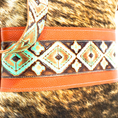 Wynonna - Brindle w/ Turquoise Navajo-Wynonna-Western-Cowhide-Bags-Handmade-Products-Gifts-Dancing Cactus Designs