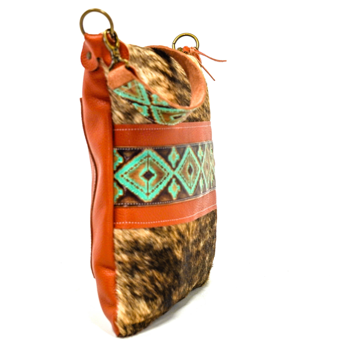Wynonna - Brindle w/ Turquoise Navajo-Wynonna-Western-Cowhide-Bags-Handmade-Products-Gifts-Dancing Cactus Designs