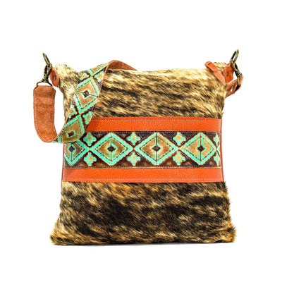Wynonna - Brindle w/ Turquoise Navajo-Wynonna-Western-Cowhide-Bags-Handmade-Products-Gifts-Dancing Cactus Designs