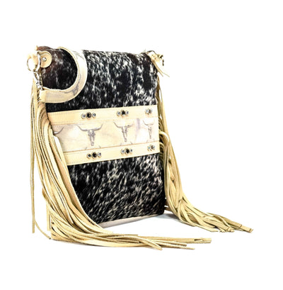Wynonna - Chocolate & White w/ Ghost Skulls-Wynonna-Western-Cowhide-Bags-Handmade-Products-Gifts-Dancing Cactus Designs