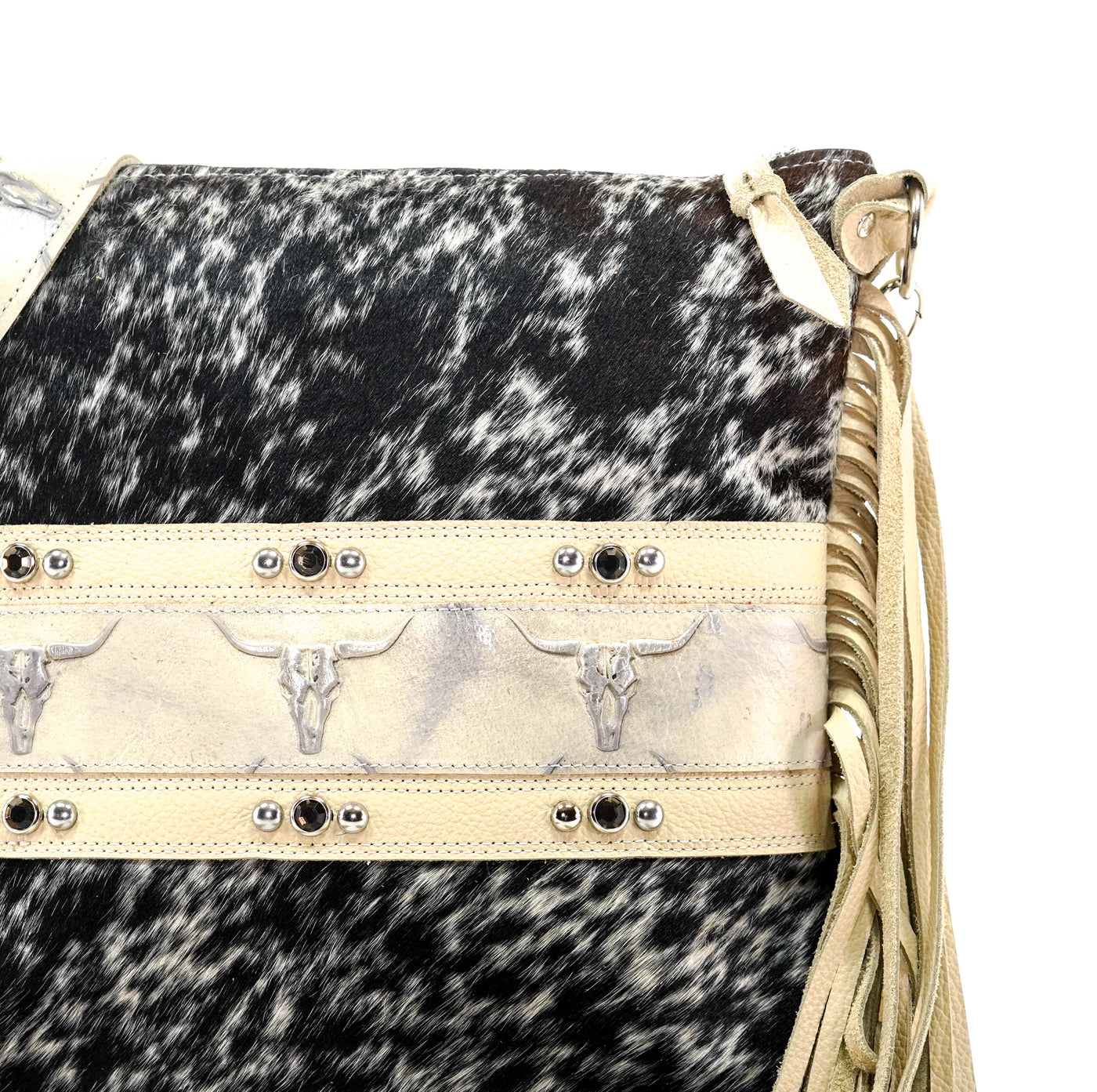 Wynonna - Chocolate & White w/ Ghost Skulls-Wynonna-Western-Cowhide-Bags-Handmade-Products-Gifts-Dancing Cactus Designs