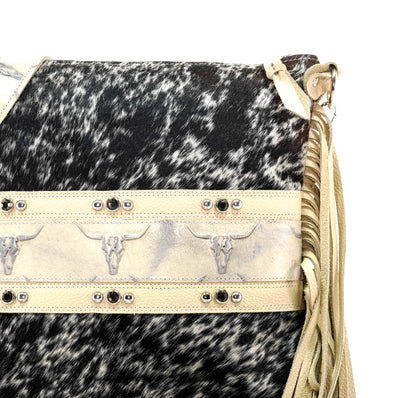 Wynonna - Chocolate & White w/ Ghost Skulls-Wynonna-Western-Cowhide-Bags-Handmade-Products-Gifts-Dancing Cactus Designs