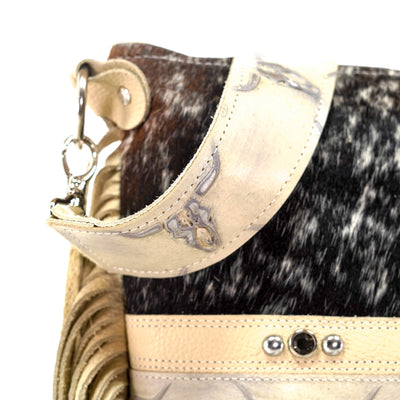 Wynonna - Chocolate & White w/ Ghost Skulls-Wynonna-Western-Cowhide-Bags-Handmade-Products-Gifts-Dancing Cactus Designs