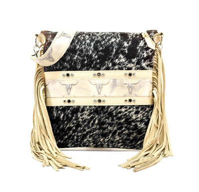 Wynonna - Chocolate & White w/ Ghost Skulls-Wynonna-Western-Cowhide-Bags-Handmade-Products-Gifts-Dancing Cactus Designs