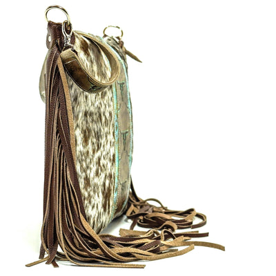 Wynonna - Chocolate & White w/ Patina Skulls-Wynonna-Western-Cowhide-Bags-Handmade-Products-Gifts-Dancing Cactus Designs